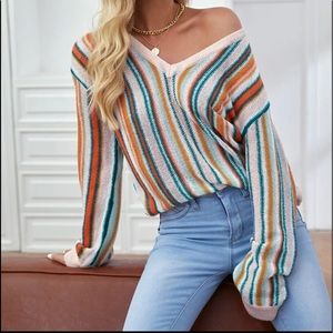 🌈Just In Striped Sweater